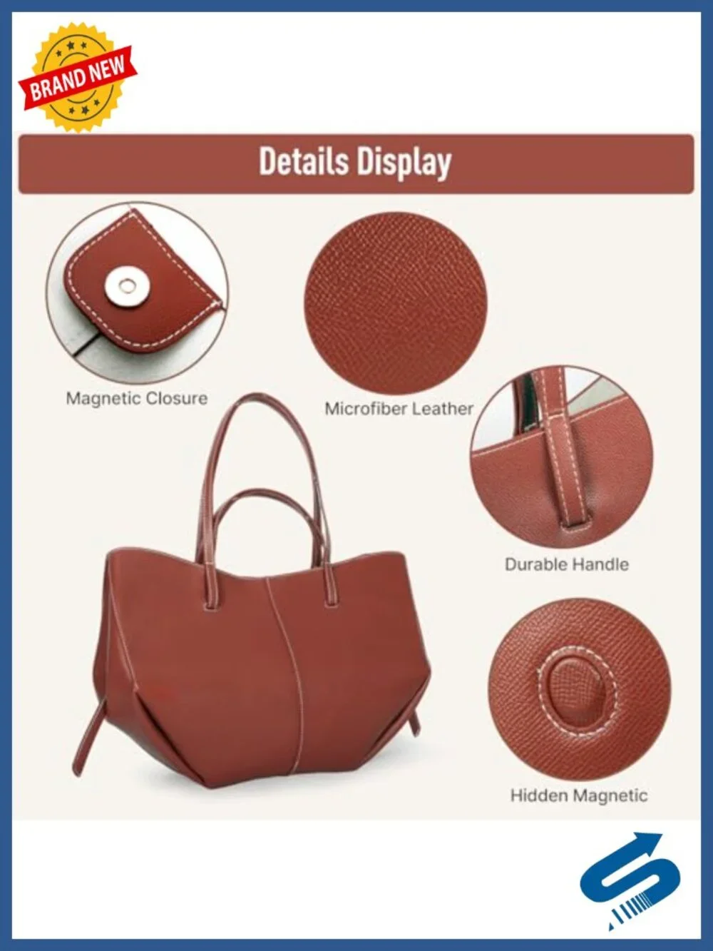 Faux Leather Bucket Tote Handbag Convertible Shoulder Bag Work Travel